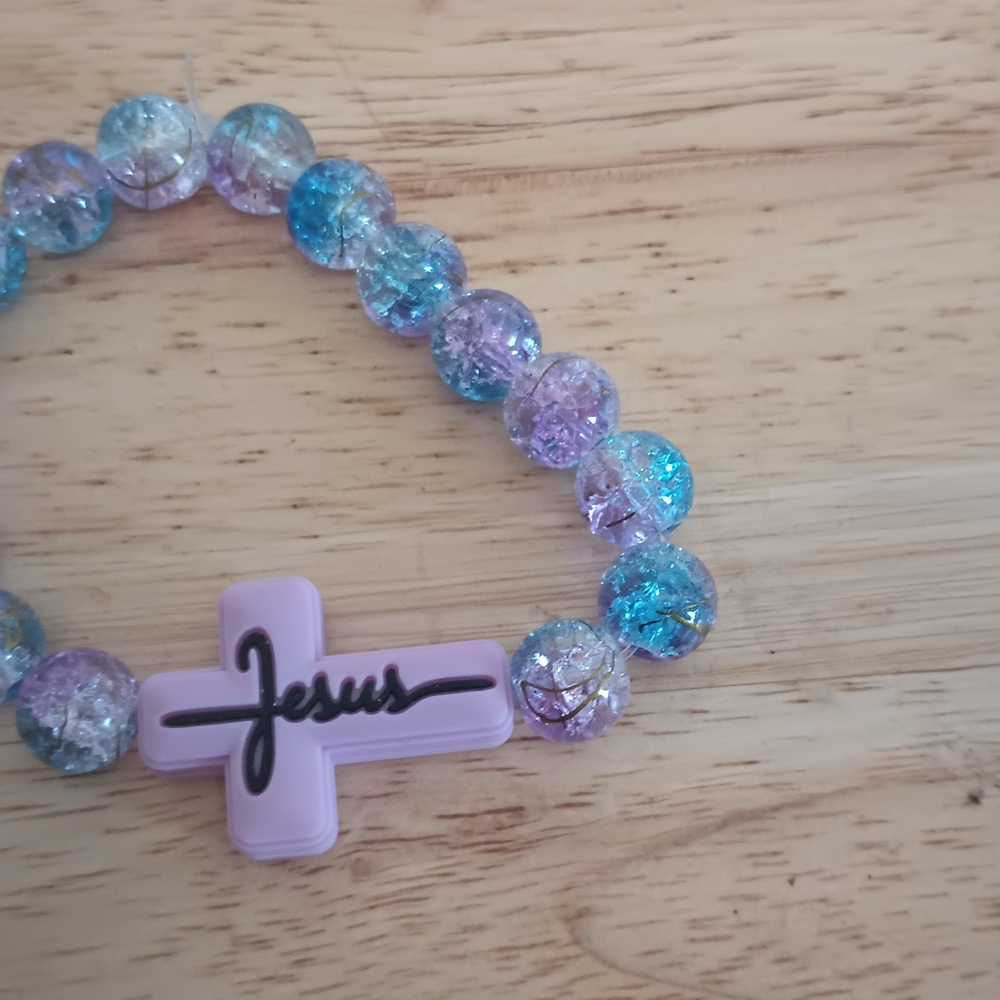 Kids Beaded Bracelet with Cross Charm